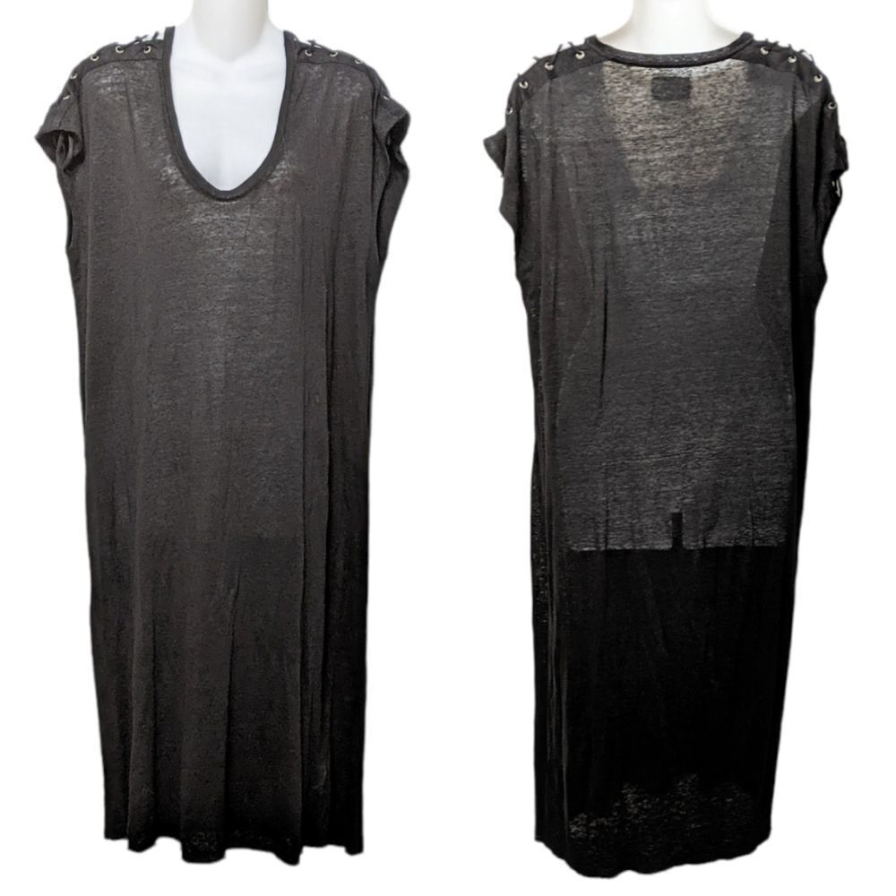 SACK'S 100% Linen Shoulder Lace-Up Midi Dress S